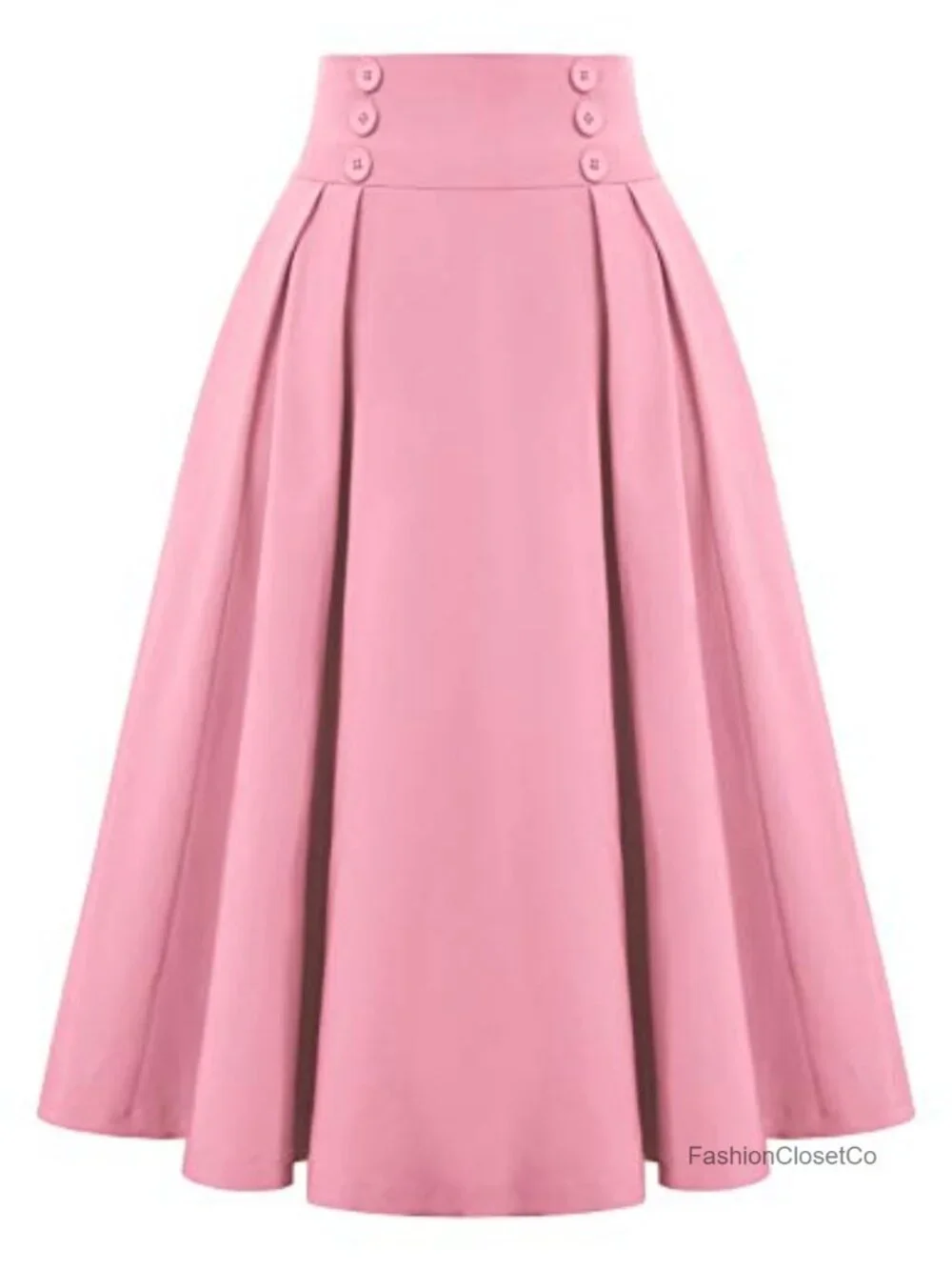 Belle Poque Women's Midi Pleated A-Line Skirt with Pockets and Decorative